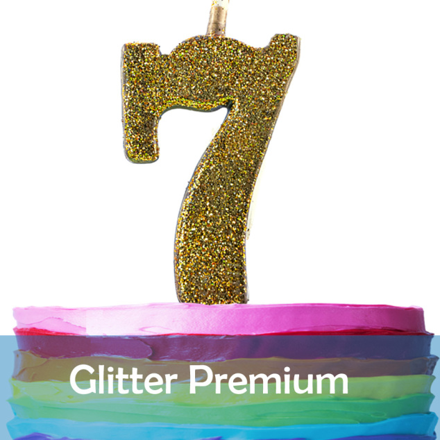 vela de numero glitter premium